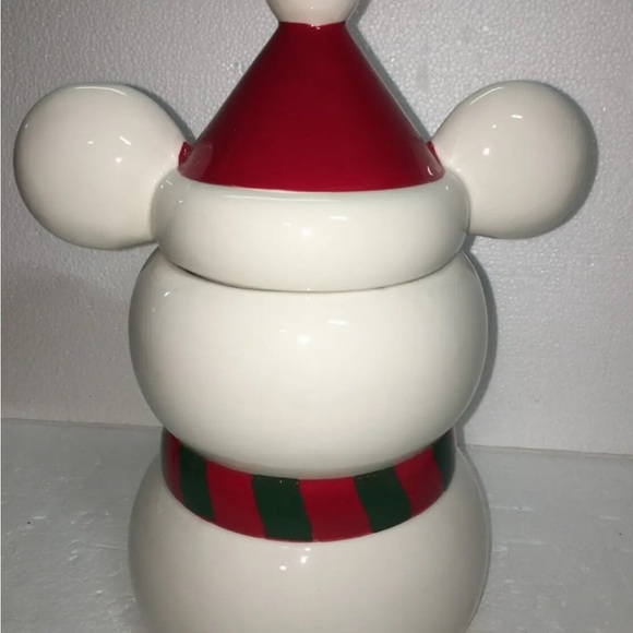 Christmas Disney Mickey Mouse Santa Snowman Cookie Jar  New - Picture 3 of 3